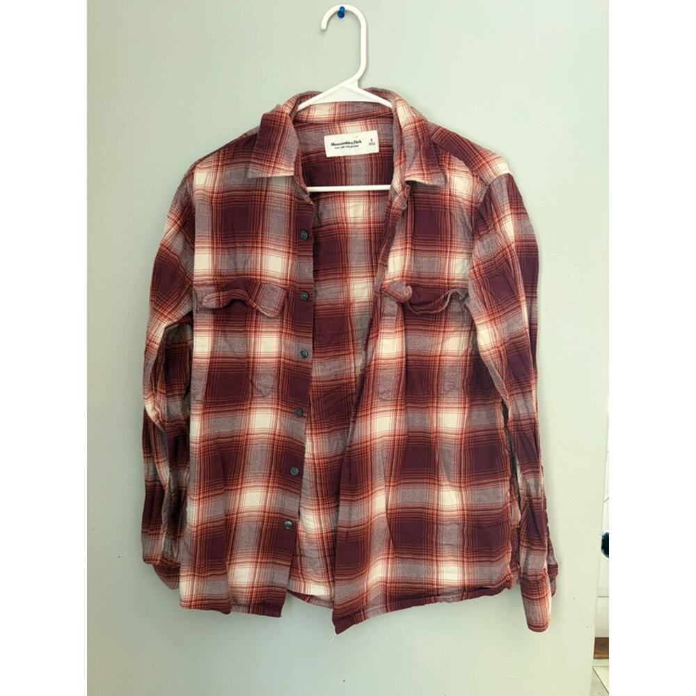 Abercrombie and Fitch Red Flannel Button Down Shirt